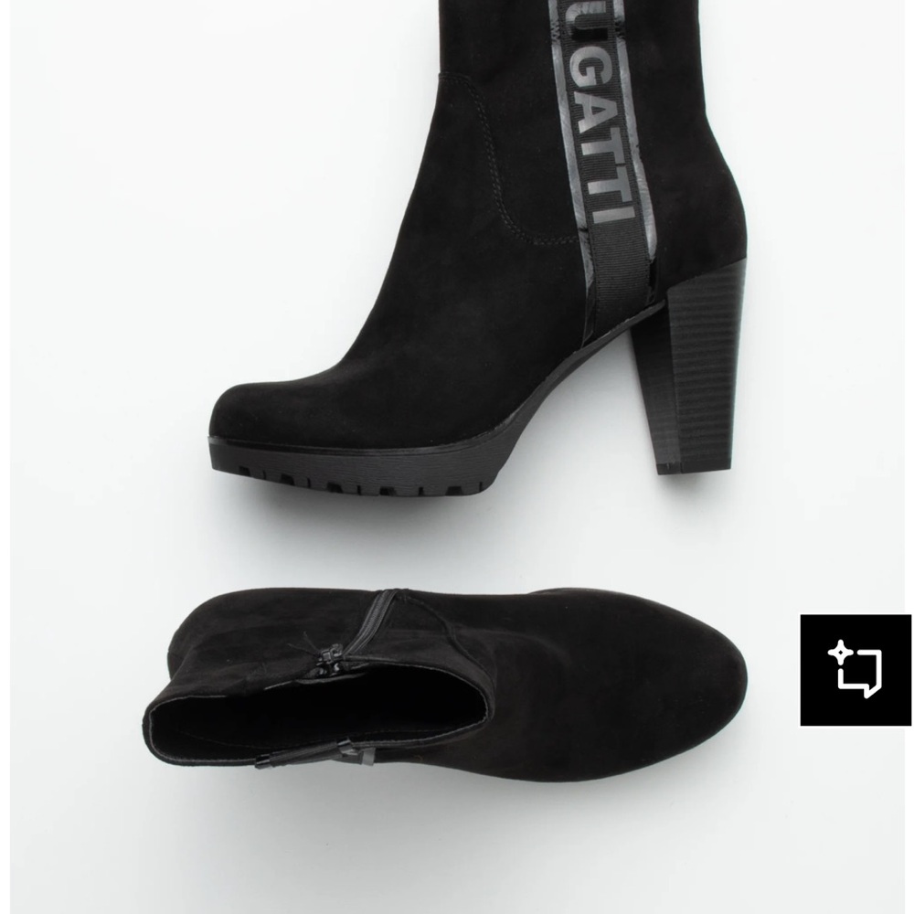 Bugatti Black Suede Ankle Boot | Block Heel | EU 41 / US 9.5 - Dark Aesthetic